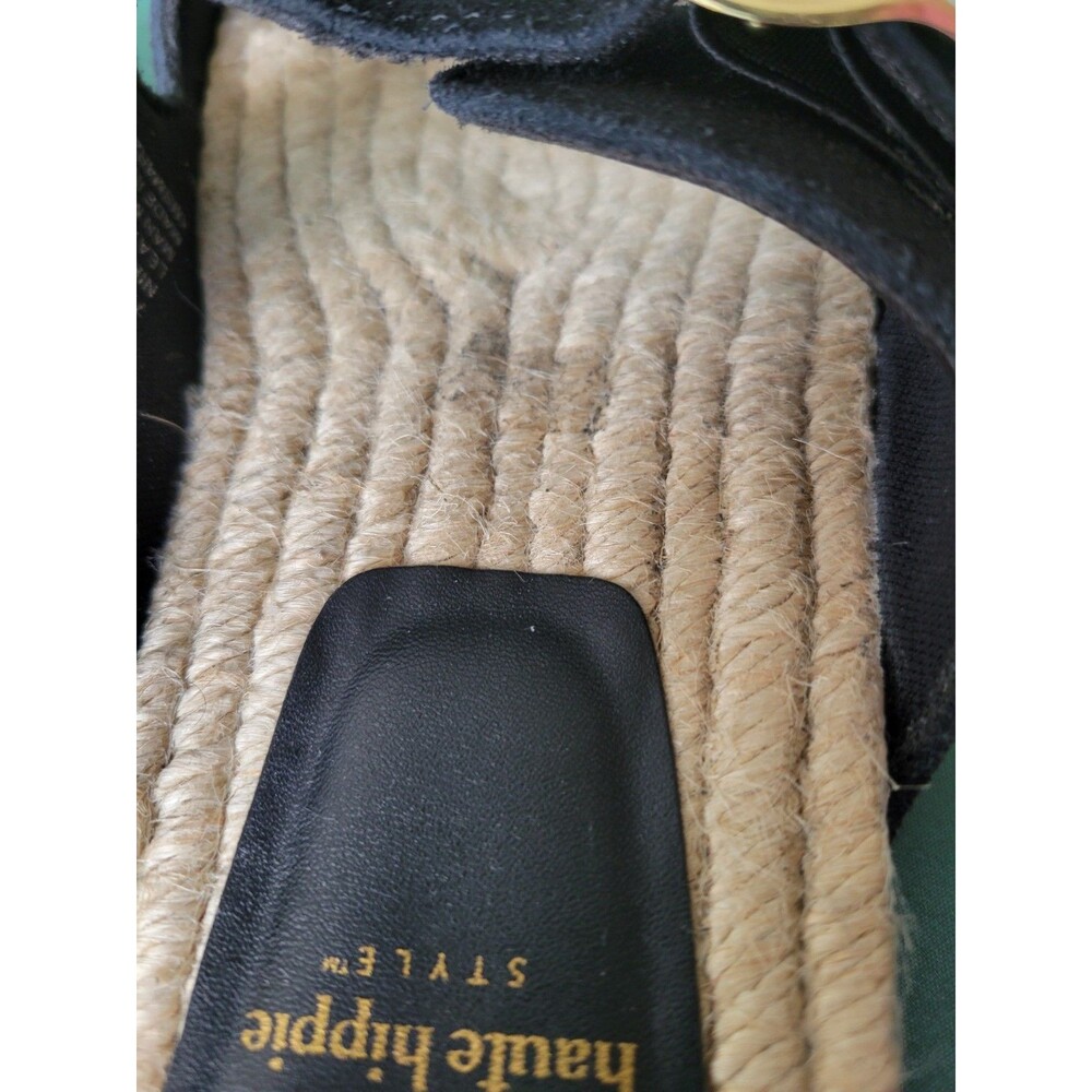 Haute Hippie Black Suede Double Buckle Espadrille Slide Sandals Women's Size7.5M - Picture 6 of 11